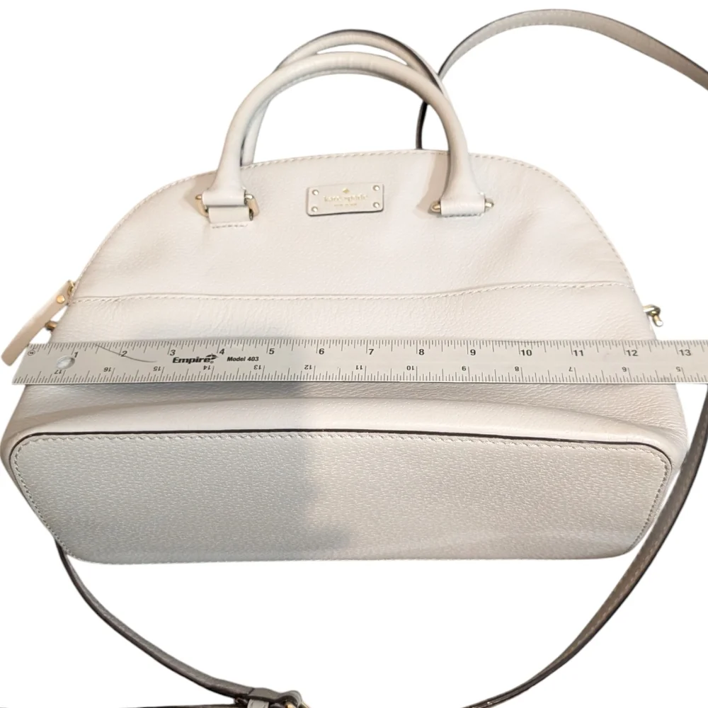 Kate Spade Grove Street Carli‎ Leather Gray Satchel Handbag With Crossbody Strap